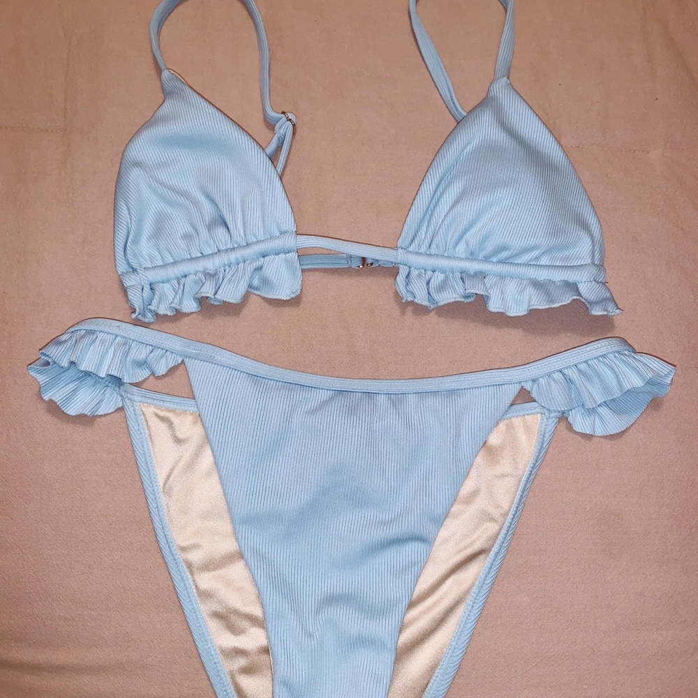 LA Hearts baby blue bikini set